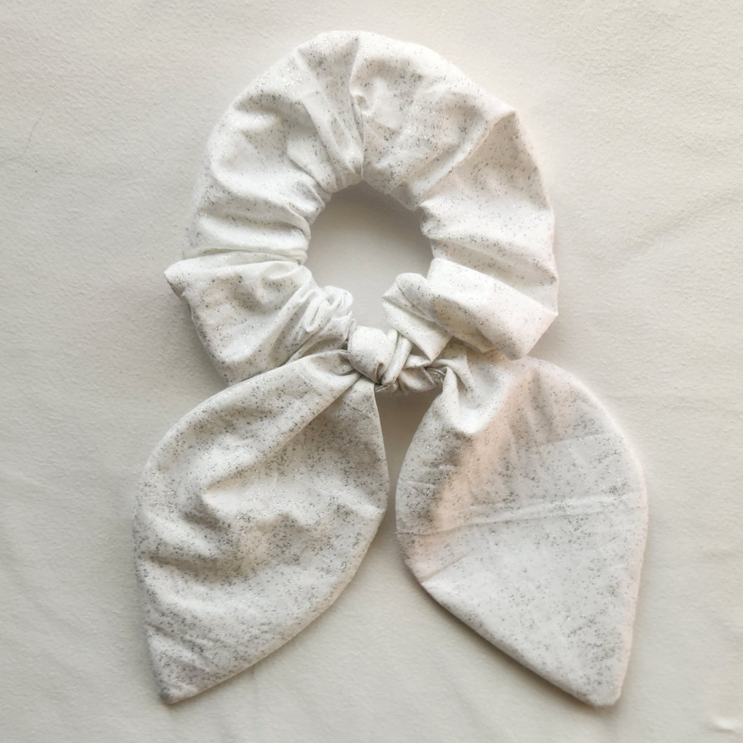 White Glitter Scrunchie with Tails