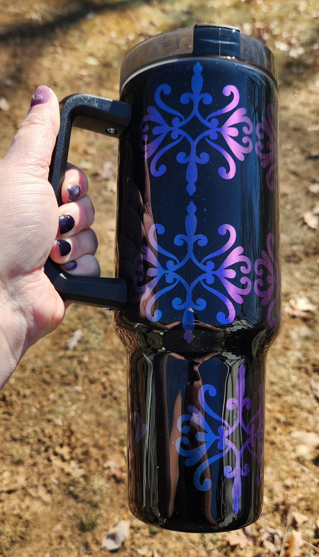 Damask Tumbler with Handle 40 oz.