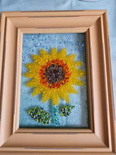 Load image into Gallery viewer, Fused Glass Crushed Glass Scape - Yellow Framed 5&quot;x 7&quot; - Sunflower
