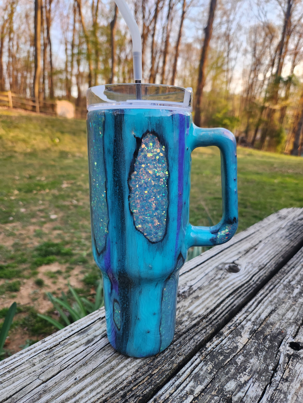Patina Geode Tumbler with Handle, 40 oz.