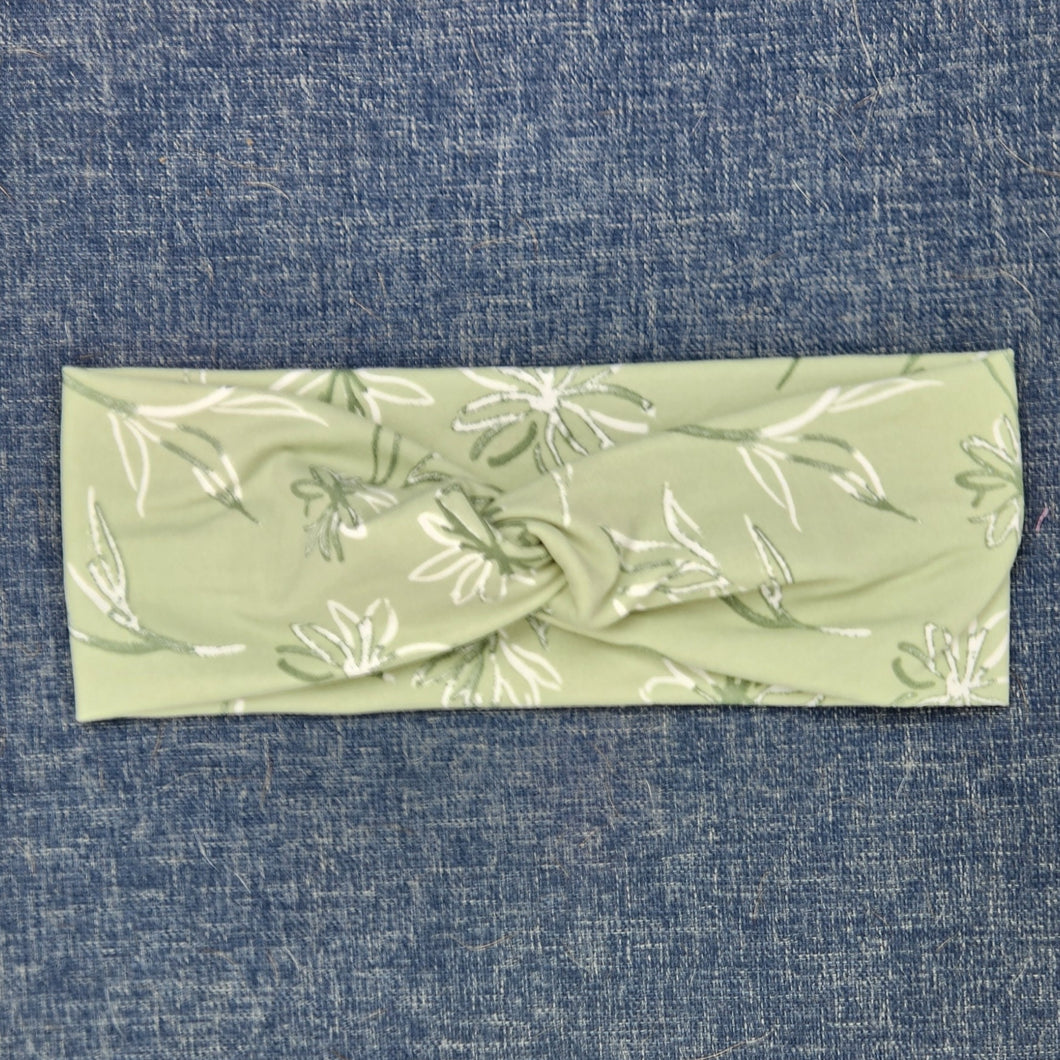 Green Floral Soft Stretch Headband