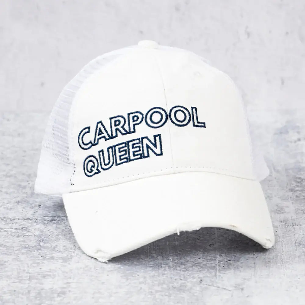 Carpool Queen Baseball Hat Cotton/Polyester: White