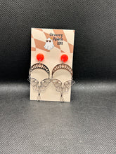 Load image into Gallery viewer, Silver moth and pink glitter stud earrings
