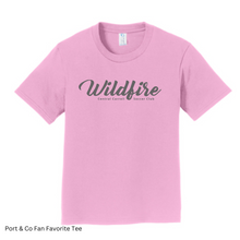 Load image into Gallery viewer, CCSC-WILDFIRE TEXT- Port and Co YOUTH Fan Favorite tee- Pink + gray
