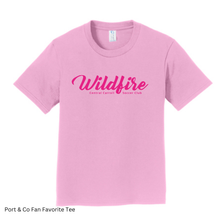 Load image into Gallery viewer, CCSC-WILDFIRE TEXT- Port and Co YOUTH Fan Favorite tee- Pink + pink
