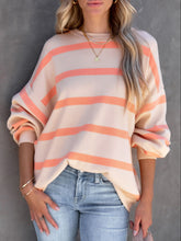 Load image into Gallery viewer, Striped Round Neck Long Sleeve Sweatshirt
