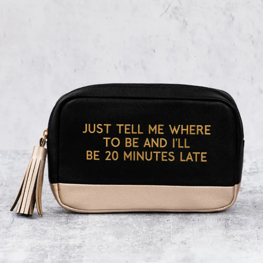 20 Minutes Late Cosmetic Bag Faux Leather: Black