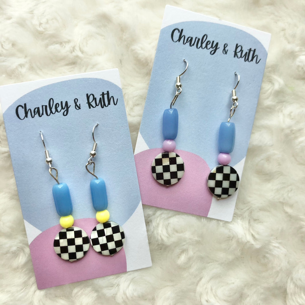 Checkerboard Dangle Earrings