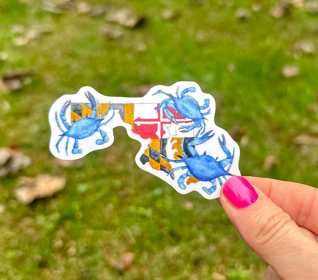 Blue Crab State of Mind Watercolor Sticker