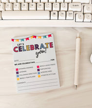 Load image into Gallery viewer, Celebration Note Pad for Positive Reinforcement: English

