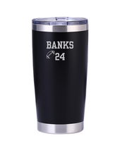 Load image into Gallery viewer, Sykesville Raiders football/cheer black 20oz double walled stainless tumbler
