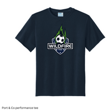 Load image into Gallery viewer, CCSC-WILDFIRE - Port and Co YOUTH performance tee- Navy
