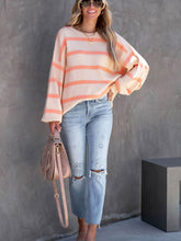 Load image into Gallery viewer, Striped Round Neck Long Sleeve Sweatshirt
