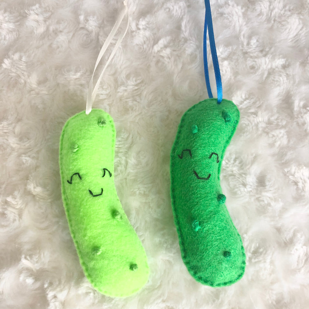 Smiling Pickle Felt Ornaments