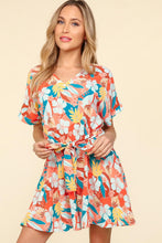 Load image into Gallery viewer, Haptics Tropical Floral Short Sleeve Tied Romper
