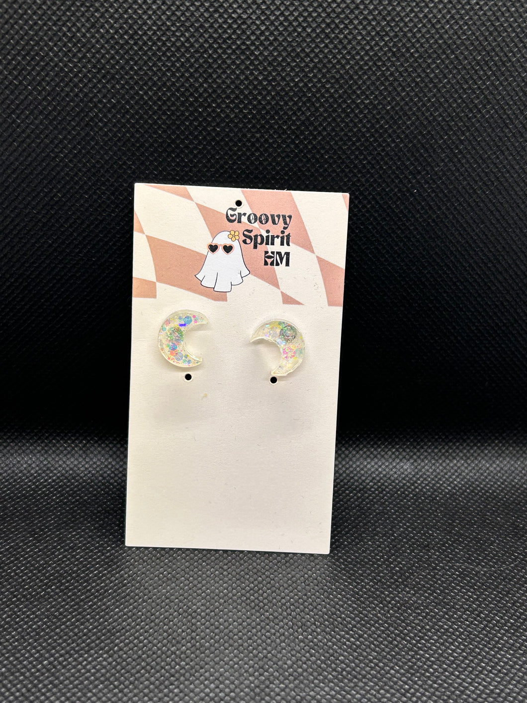 Crystal moon stud earrings