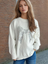 Load image into Gallery viewer, Sequin Bow Round Neck Long Sleeve Sweater
