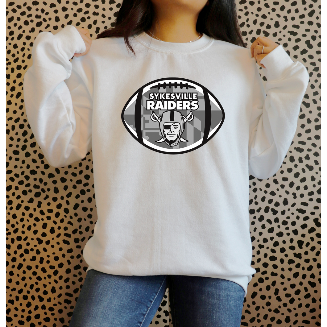Sykesville Raiders football-  tee, long sleeve, hoodie, crewneck -white