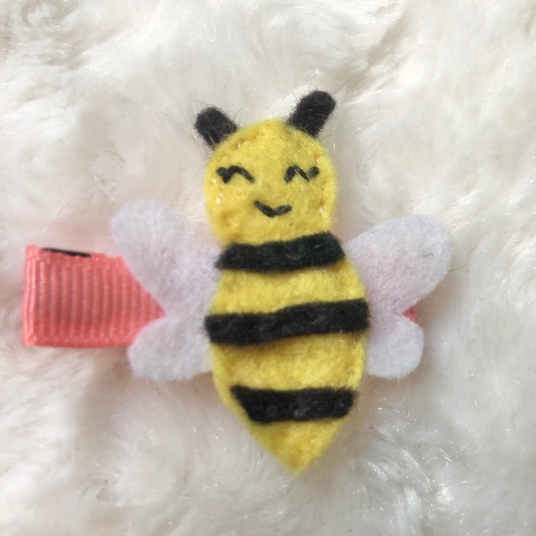 Happy Bee Felt Hair Clips