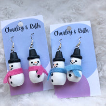 Load image into Gallery viewer, Handpainted Snowman Earrings
