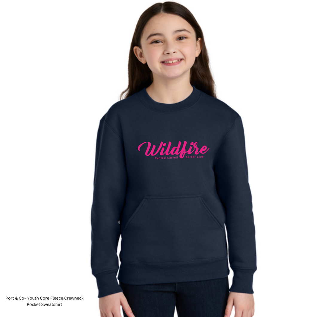 CCSC-WILDFIRE -port and co YOUTH crewneck sweatshirt with pocket- navy and pink