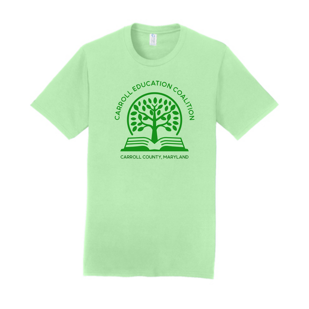 Carroll education coalition- mint unisex tee  with green design