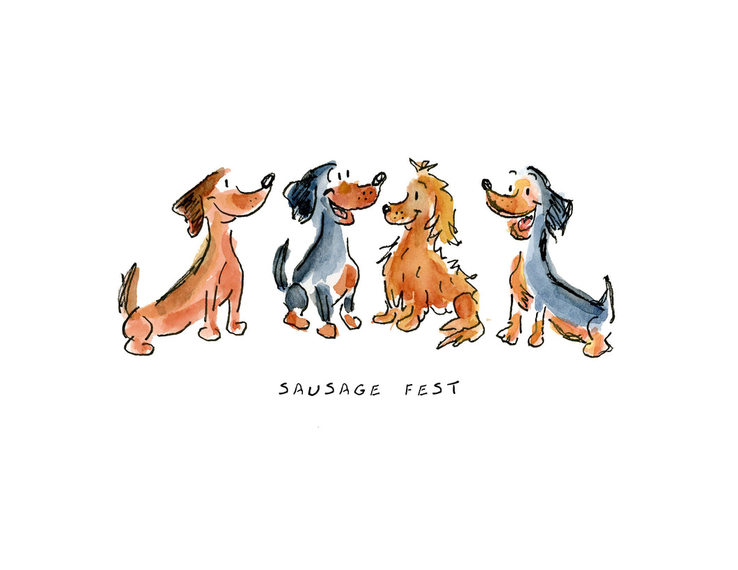 Sausage Fest Watercolor Illustration 8.5x12