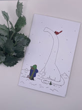 Load image into Gallery viewer, Snow Dinosaur Christmas Card
