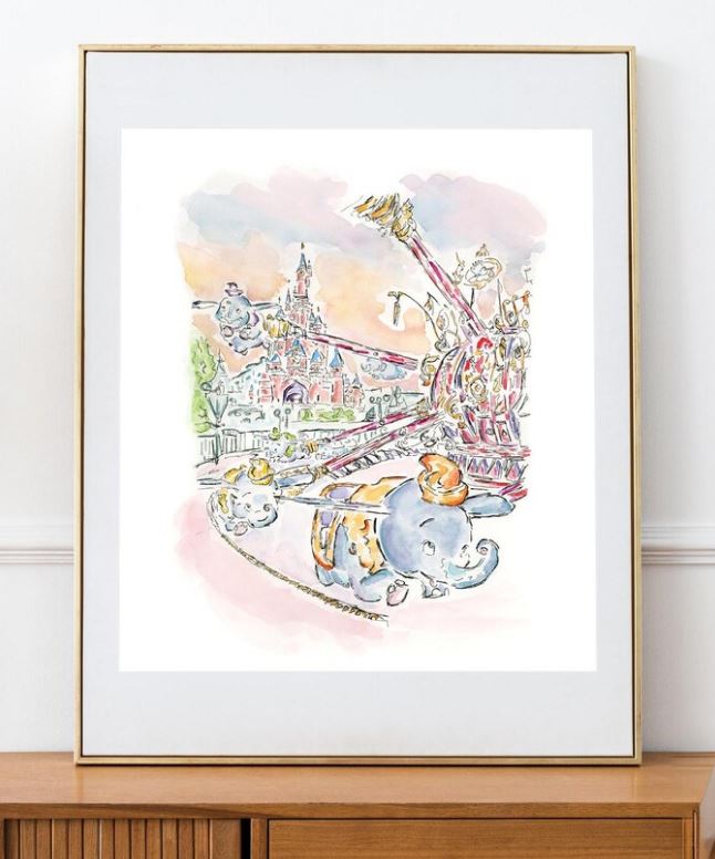 Disney Dumbo the Flying Elephant Watercolor Print 8x10 print