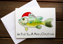 Load image into Gallery viewer, We Fish You A Merry Christmas -- Winter Holiday Watercolor Greeting Card
