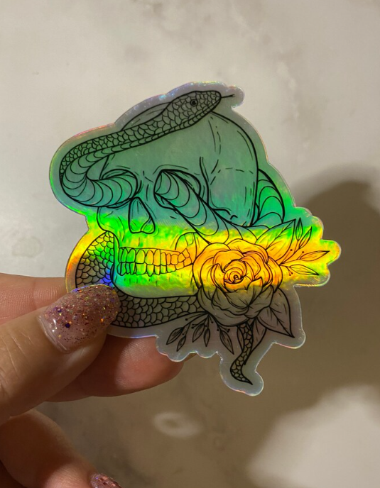 Holographic Skull Sticker