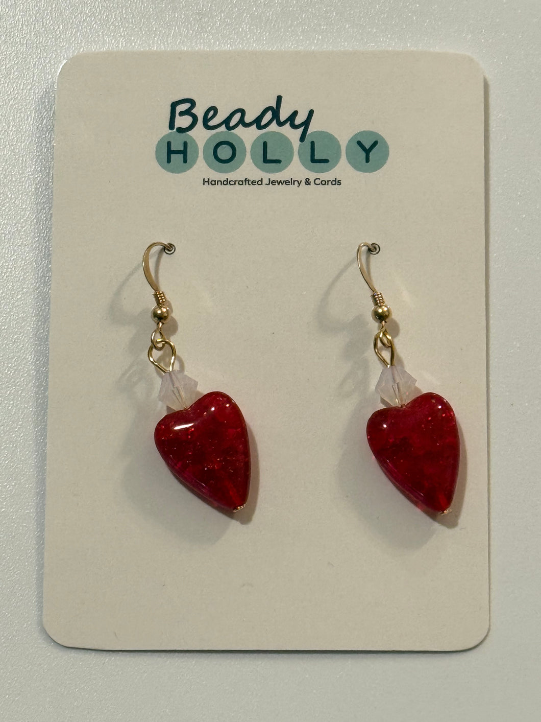 Crystal and Glass Red Crackle Earrings