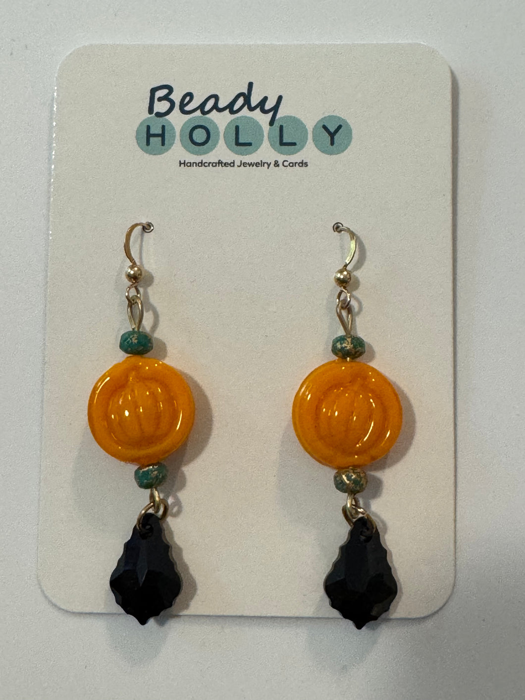 Glass Pumpkin Earrings with Dangle