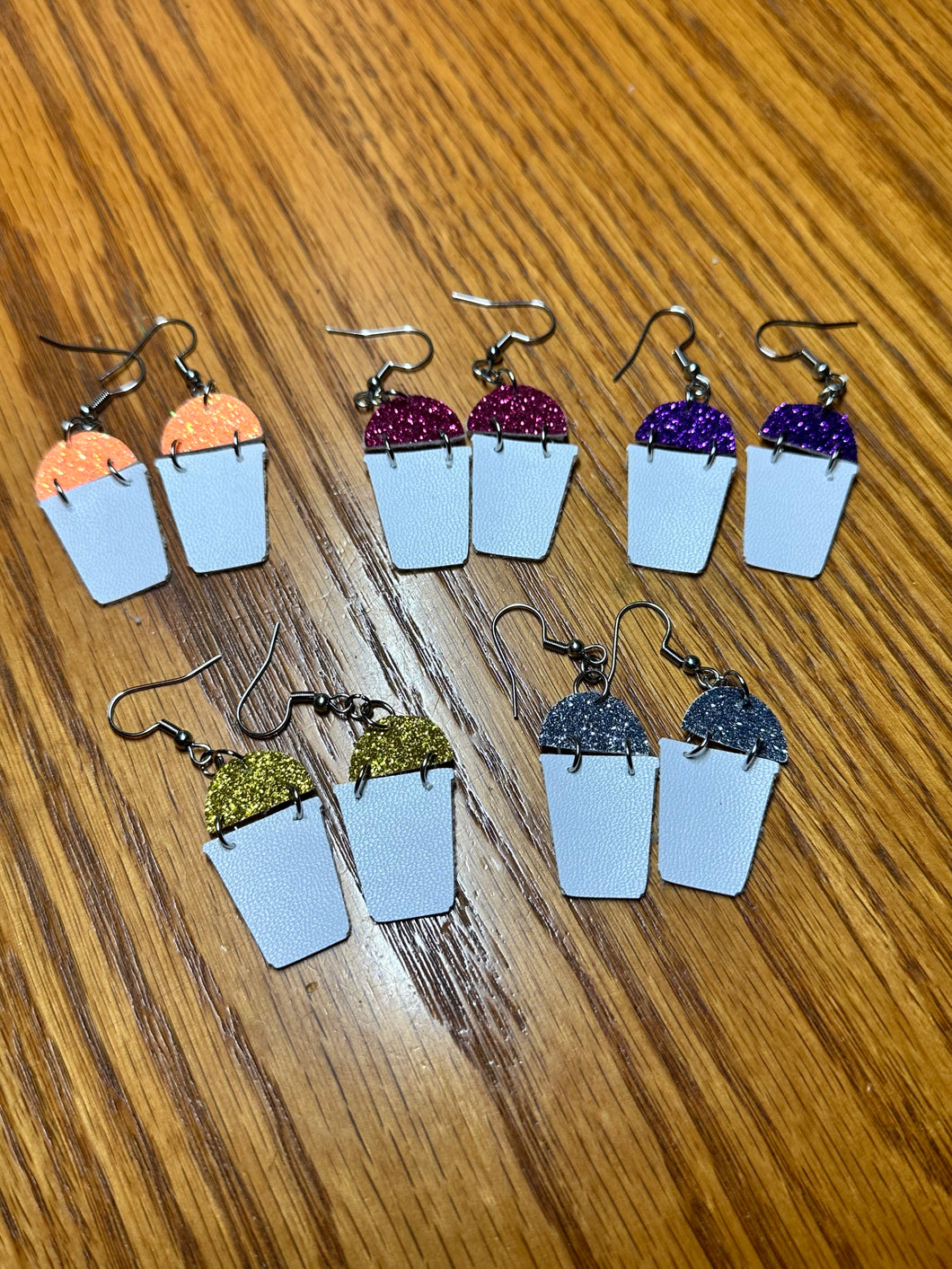 Snowball Faux Leather Earrings