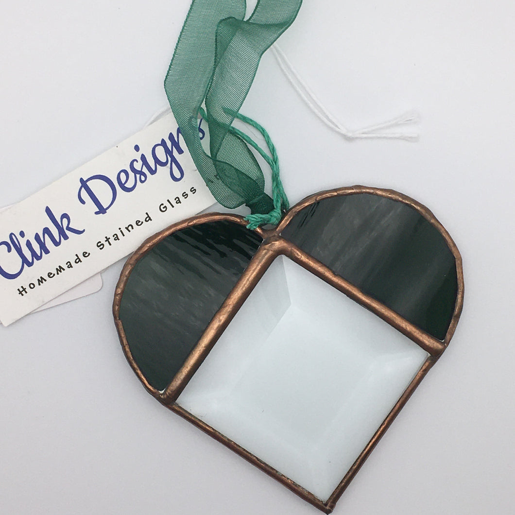 Green Heart with bevel Stained Glass Sun-catcher