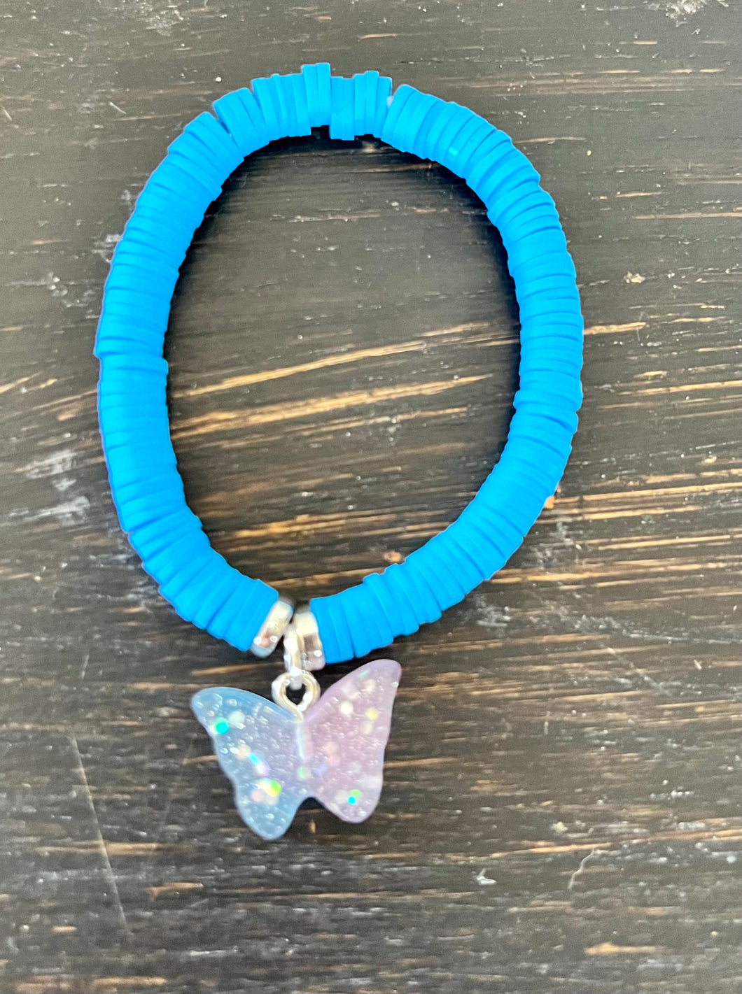 Blue Glitter Butterfly Bracelet