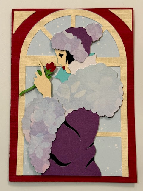 Winter Lady w/rose Card