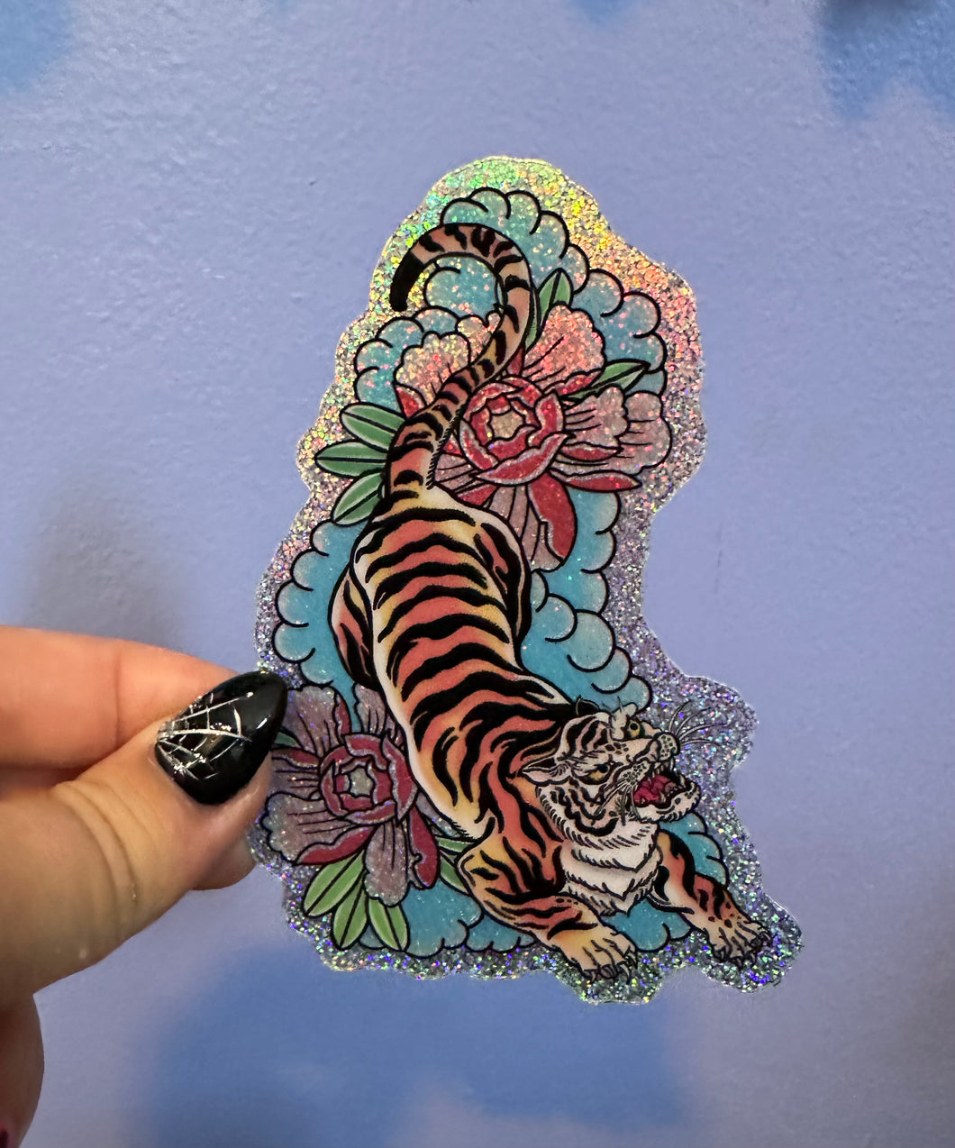 Sparkly Tattoo Style Tiger Sticker