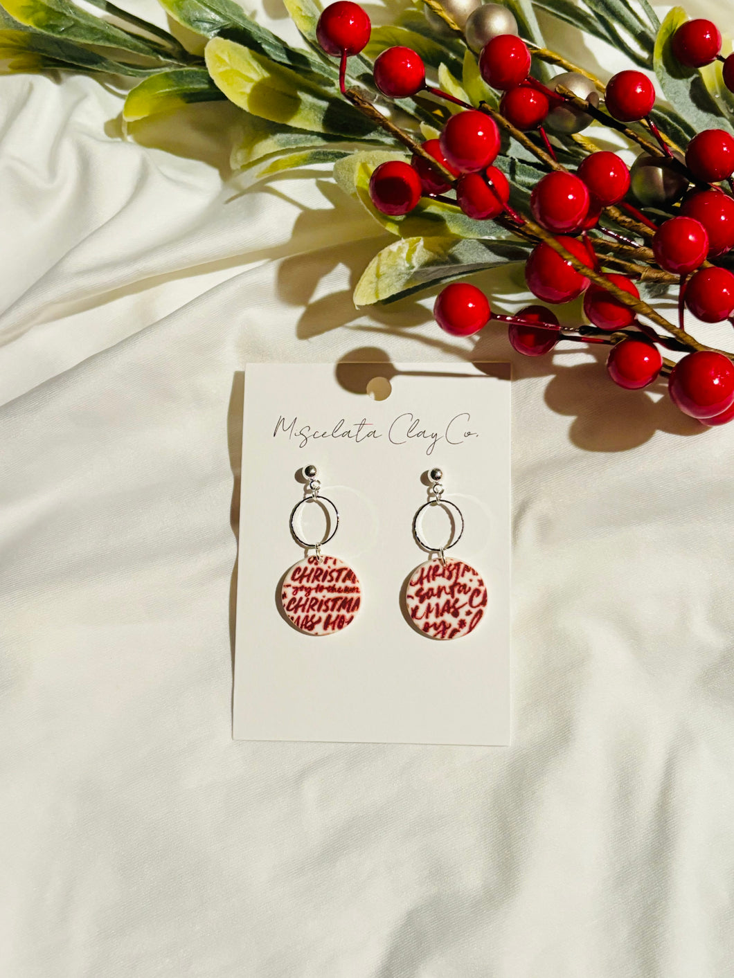 Christmas Print Red with silver charm