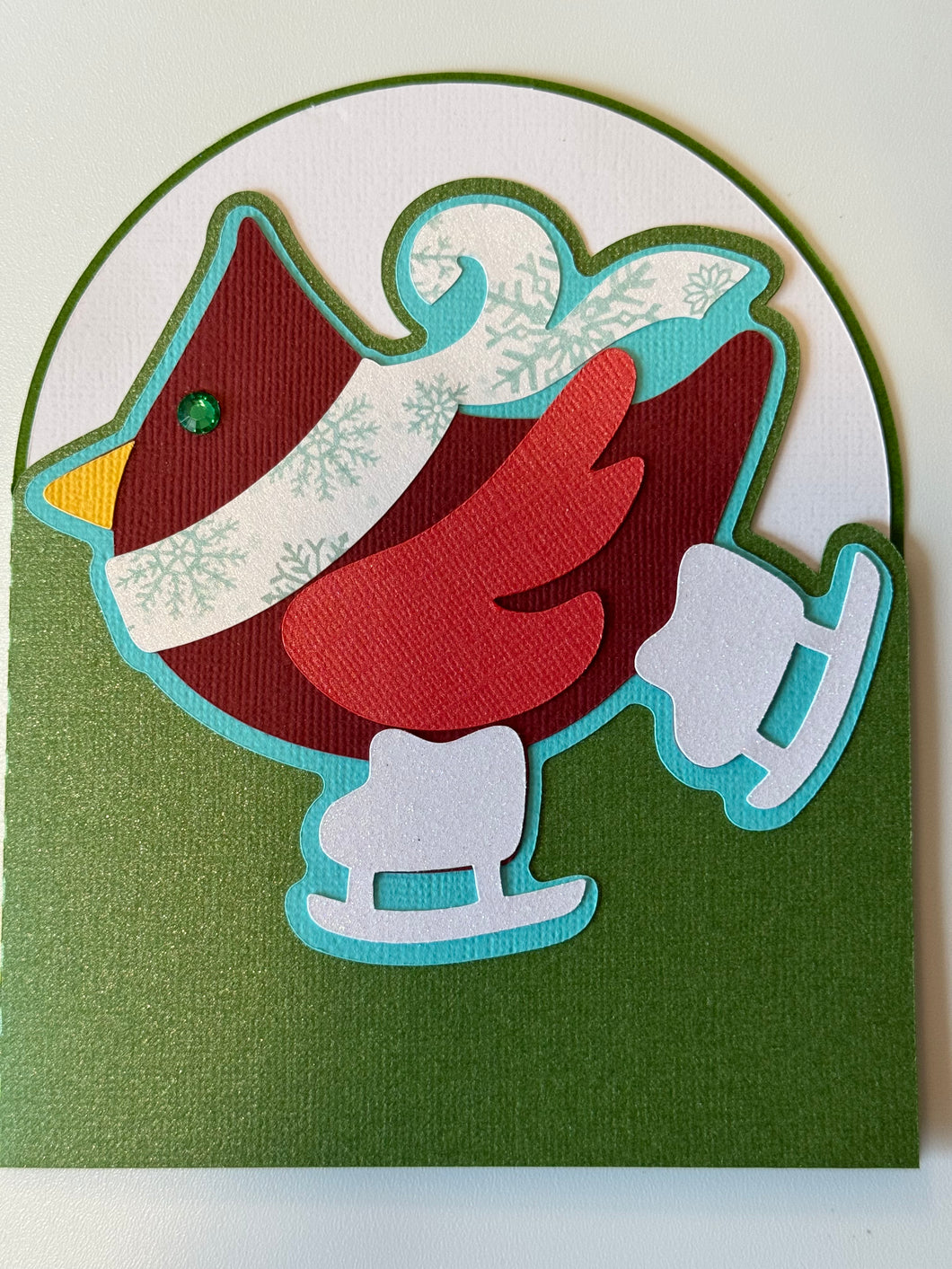 Ice Skating Cardinal Card