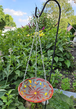 Load image into Gallery viewer, Fused Glass Bee/Butterfly Water Bowl - Orange Flower
