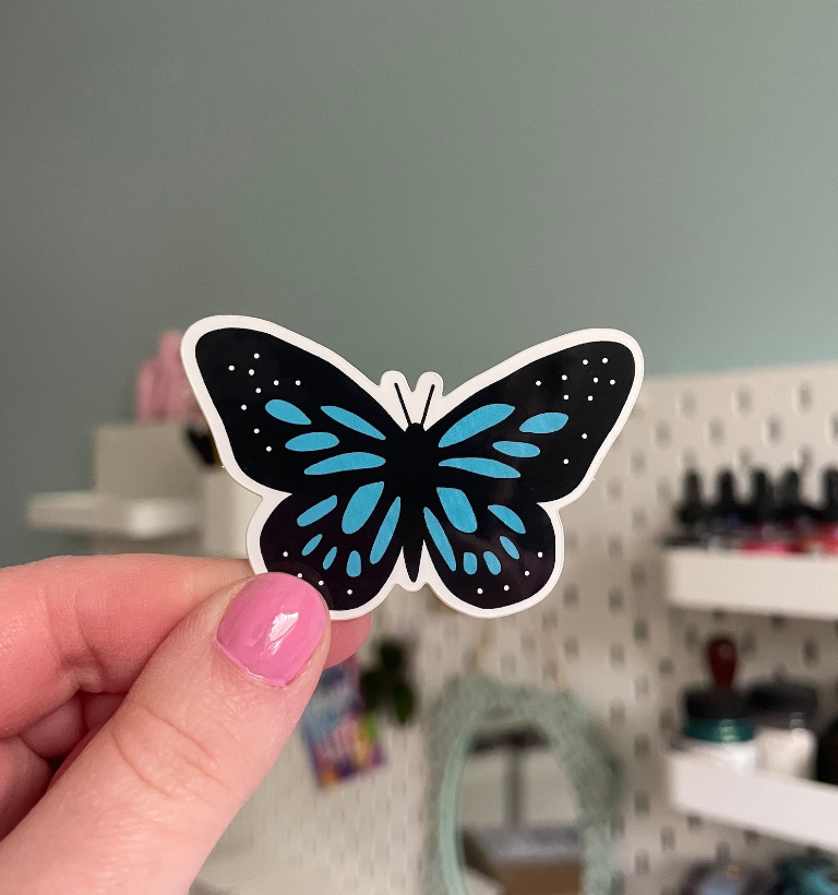 Blue Butterfly Sticker | Cute Butterfly Sticker | Girly Sticker | Sticker for Laptop | Sticker for Water Bottle | Sticker for Cup