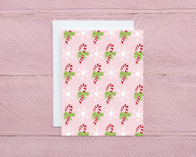 Load image into Gallery viewer, Candy Cane and Snowflake Christmas Card

