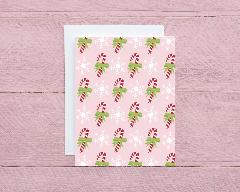 Candy Cane and Snowflake Christmas Card
