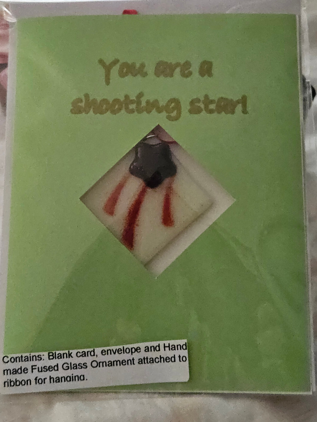 Shooting Star Blank Card with Fused Glass Shooting Star