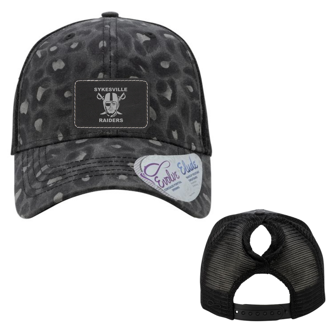 Sykesville Raiders womens leopard hat - black