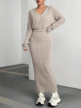 Load image into Gallery viewer, Ribbed Cropped Hooded Top and V-Neck Tank Dress Set
