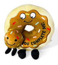 Load image into Gallery viewer, &quot;You Complete Me&quot; Plush Chocolate Donut
