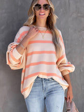 Load image into Gallery viewer, Striped Round Neck Long Sleeve Sweatshirt
