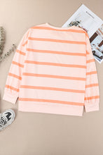 Load image into Gallery viewer, Striped Round Neck Long Sleeve Sweatshirt
